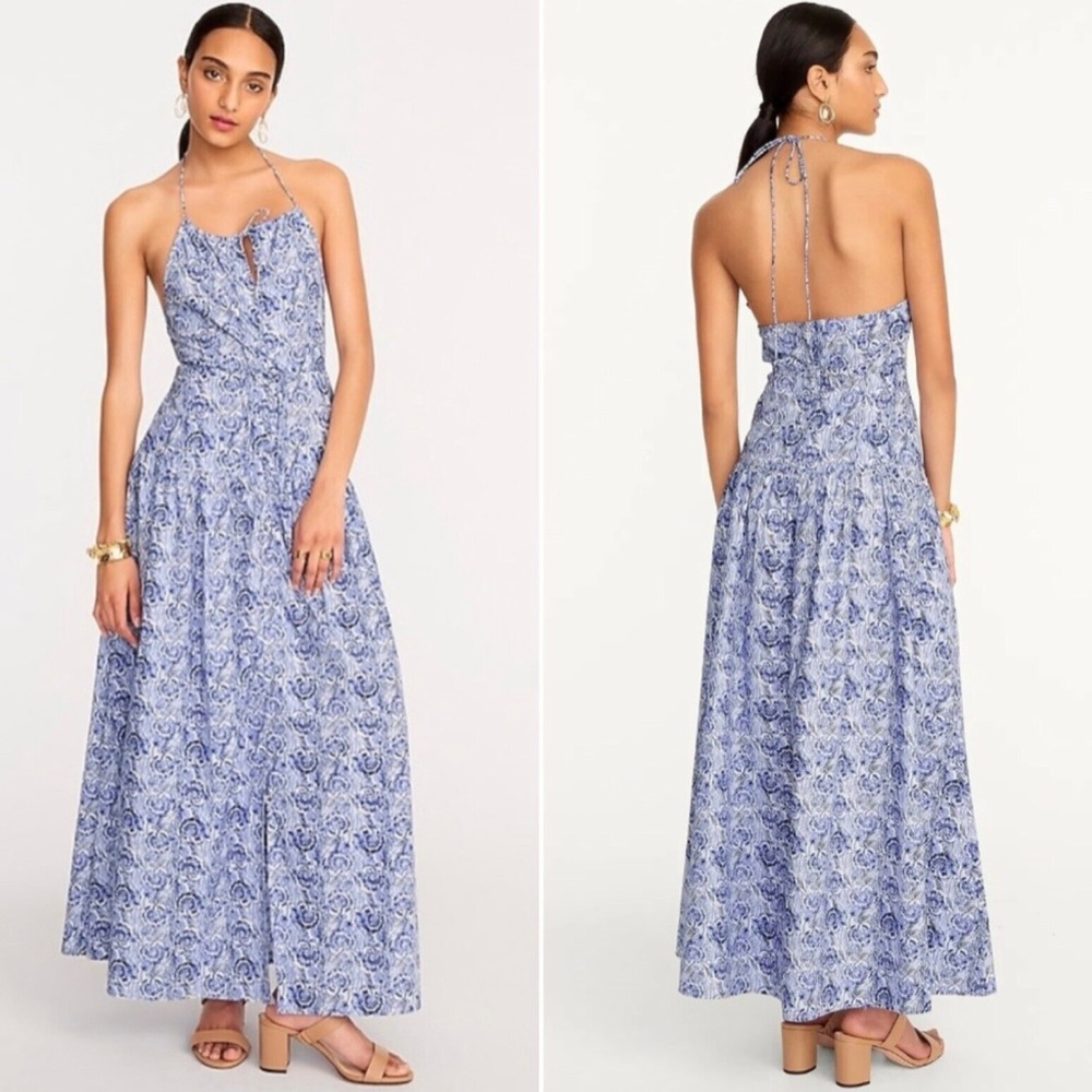 J. Crew Light Blue Patterned Maxi Dress